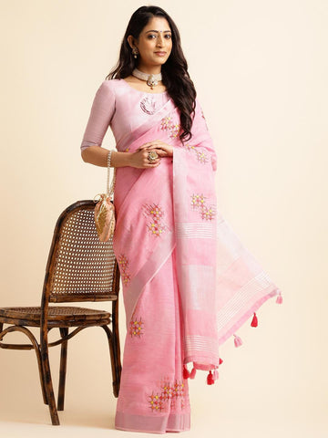 Ethnic Motifs Zari Woven Design Banarasi Saree